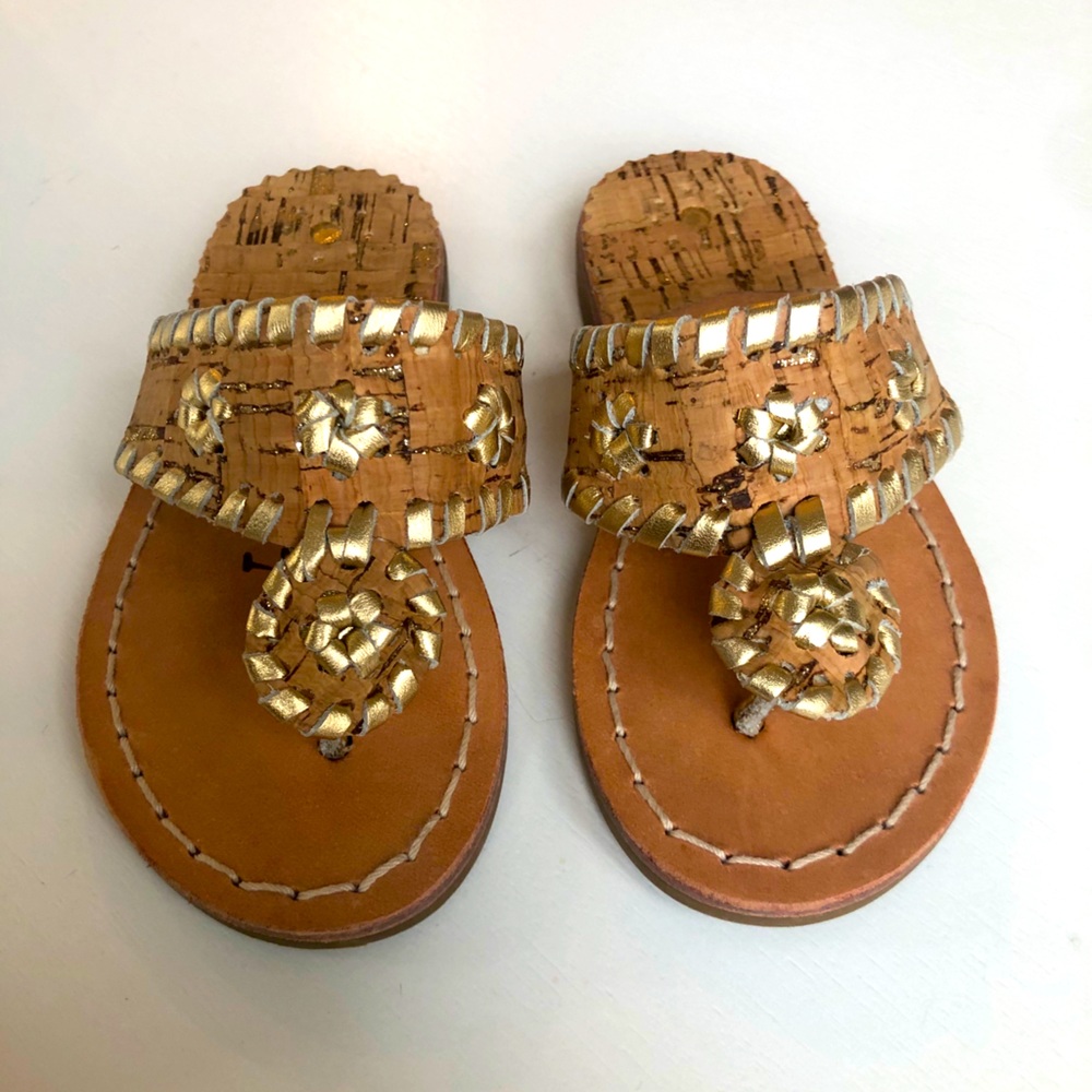 Jack Rogers toddler gold and cork flip flop